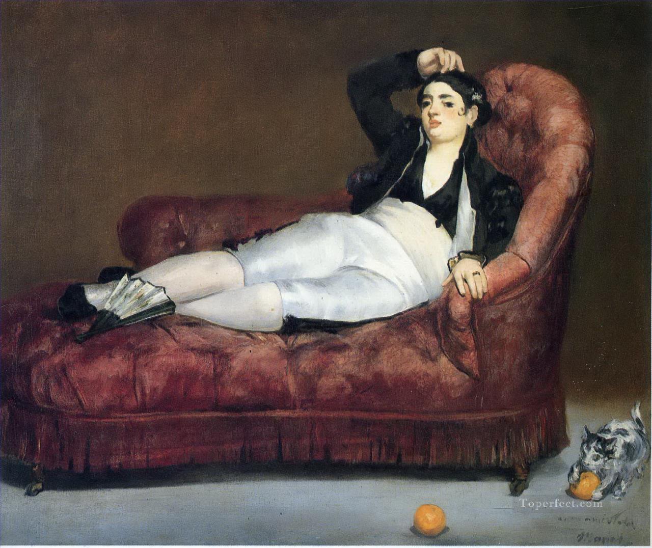 スペインの衣装を着て横たわる若い女性 エドゥアール・マネ油絵